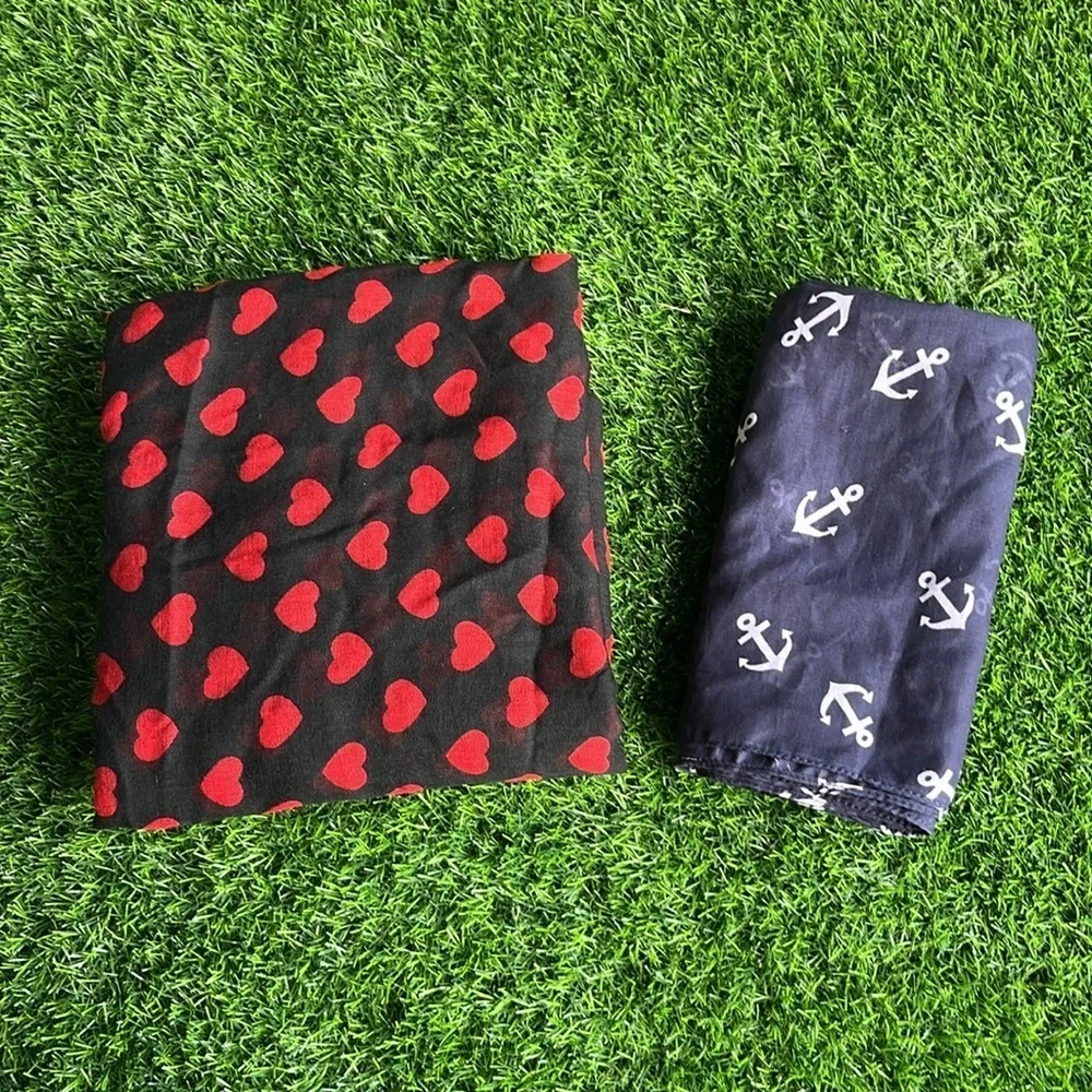 INFINITY SCARVES Heart & Anchor Print x2